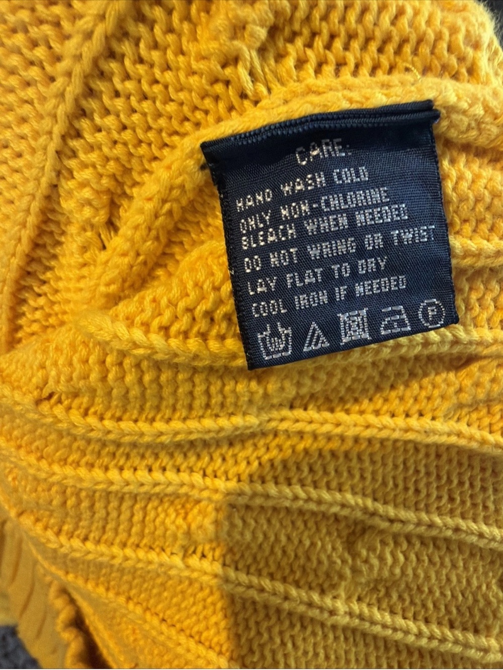 Ralph Lauren Yellow Cable Knit 100% Cotton Crewneck Sweater Women Size S - Picture 7 of 9